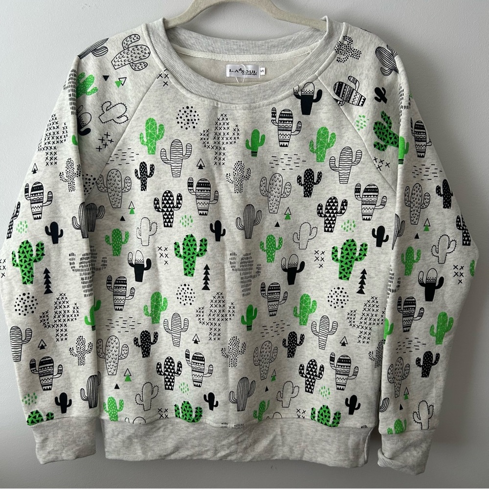 LA Soul allover cactus print crew neck S - Picture 1 of 6